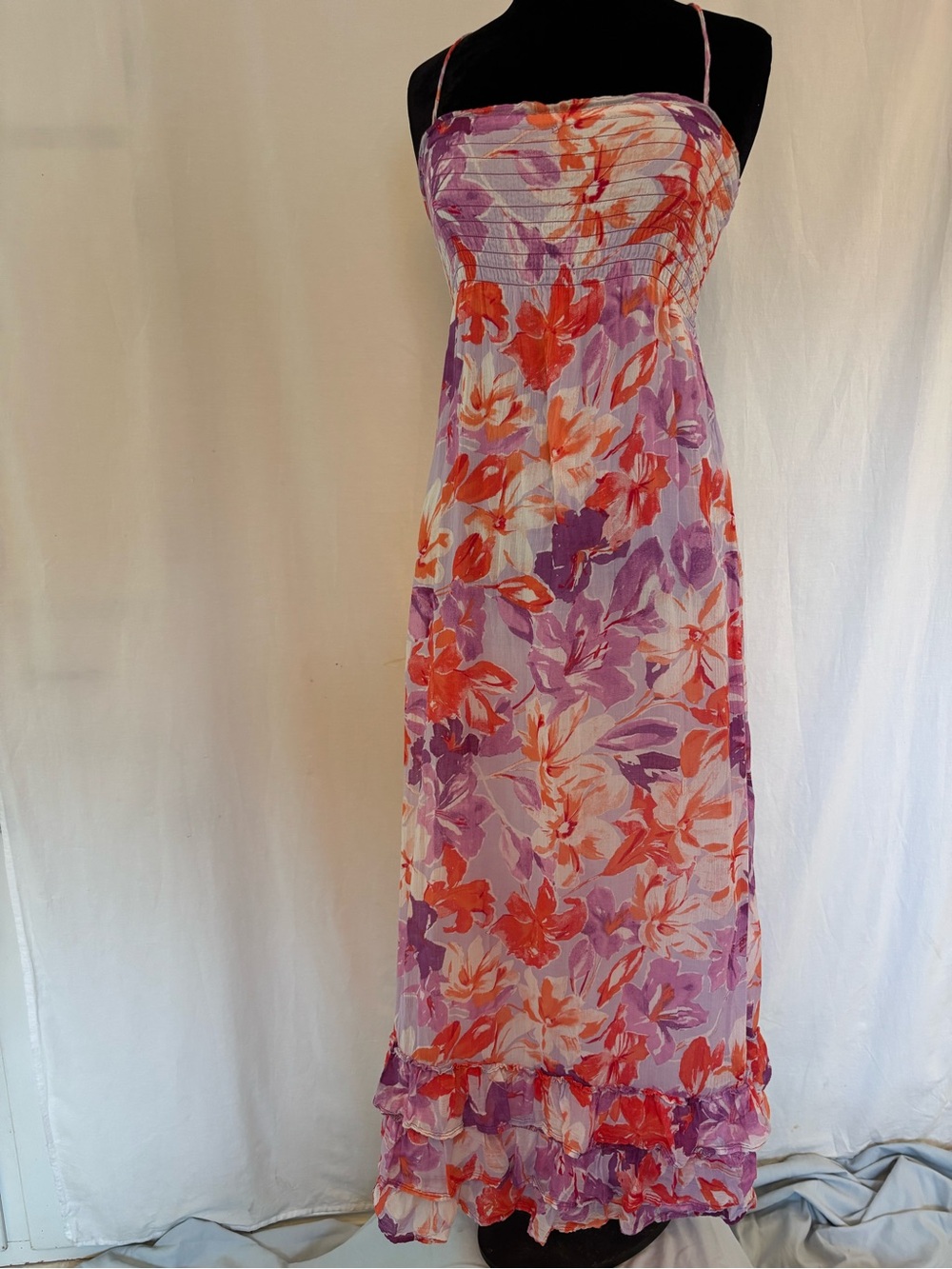 Aeropostale Floral Maxi Sundress Boho Cottagecore Fairycore Coastal Cowgirl S